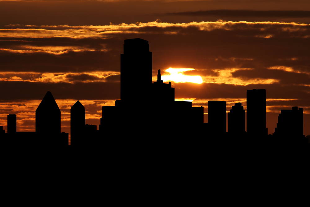 Dallas skyline at sunset illustration